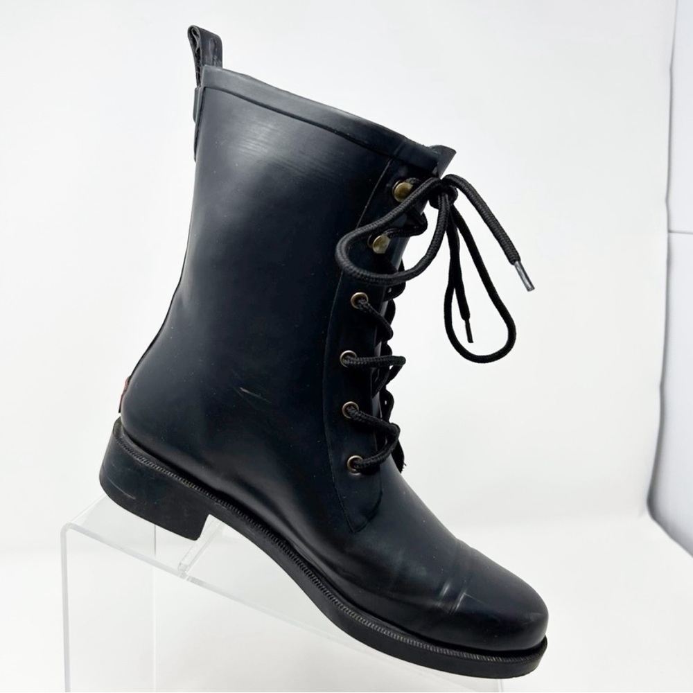 Chooka Darren Black Rubber Riding Lace-Up Rain Boots Size 5